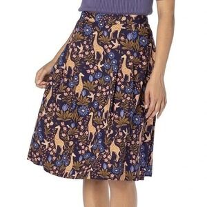 Princess Highway After Dark Safari Swing Skirt in Navy Giraffe, Size AU 8, NWT